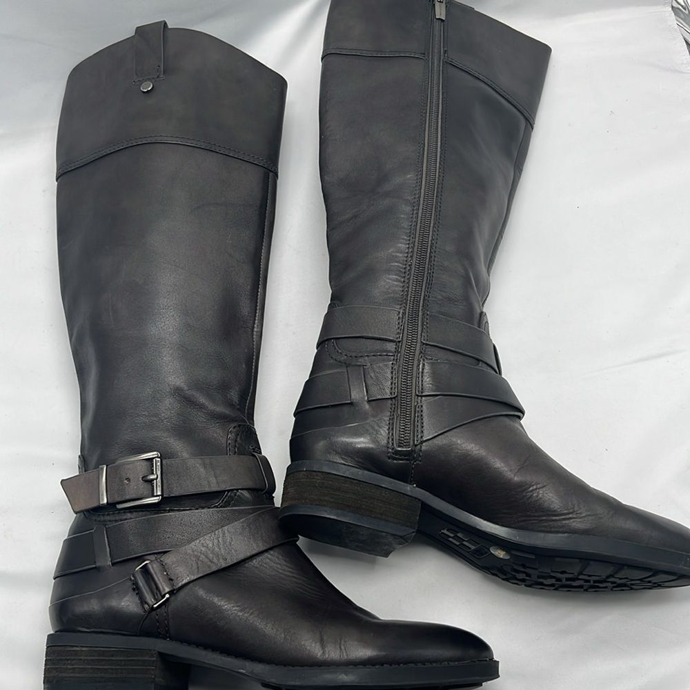 Dark Brown Leather Vince Camuto Strapy Boots